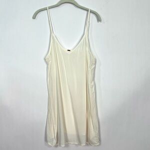 Free People Ivory V Neck Adjustable Straps Slip Dress Tank Top sz Large